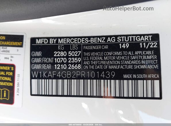 W1KAF4GB2PR101439 2023 MERCEDES-BENZ C-CLASS Белый Вид подкапотного пространства