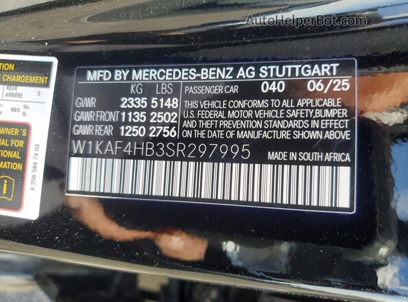 W1KAF4HB3SR297995 2025 MERCEDES-BENZ C Black Vista del compartimento del motor