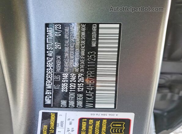 W1KAF4HB7PR111253 2023 MERCEDES-BENZ C Серебряный 