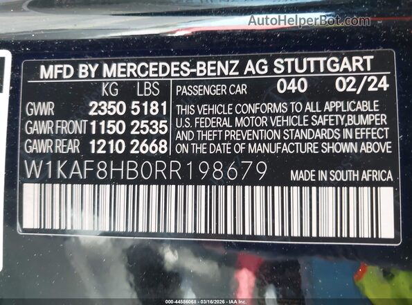 W1KAF8HB0RR198679 2024 MERCEDES-BENZ AMG C 43 Black Vista del compartimento del motor