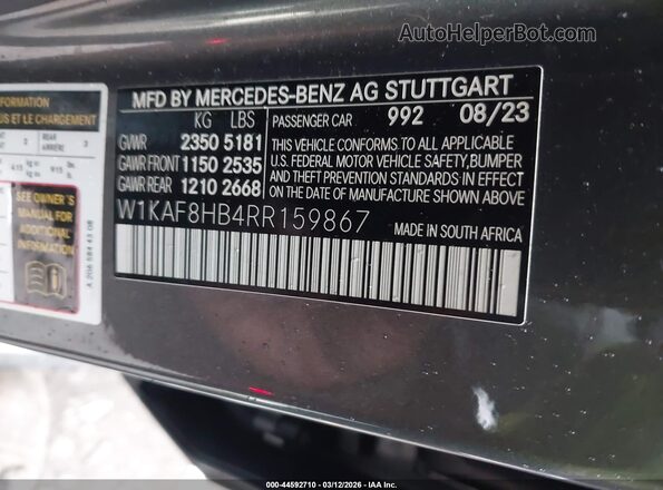 W1KAF8HB4RR159867 2024 MERCEDES-BENZ AMG C 43 Gray Engine compartment view