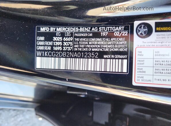 W1KCG2DB2NA012352 2022 MERCEDES-BENZ EQS Black Vista del compartimento del motor