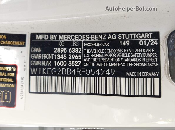 W1KEG2BB4RF054249 2024 MERCEDES-BENZ EQE 350+ White Widok komory silnika