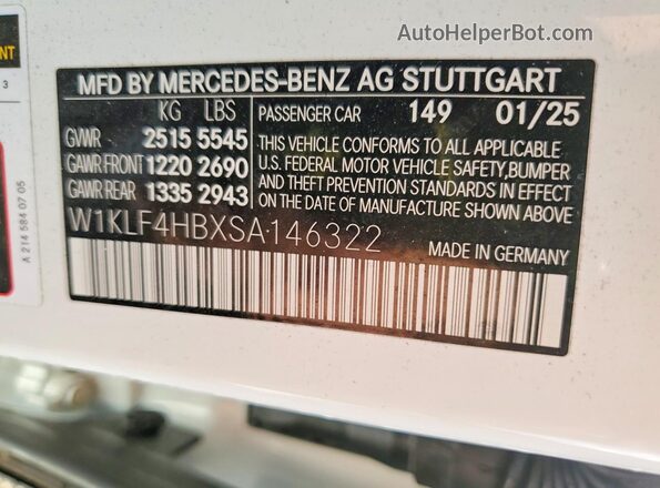 W1KLF4HBXSA146322 2025 MERCEDES-BENZ E White Widok komory silnika