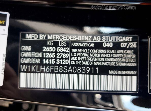 W1KLH6FB8SA083911 2025 MERCEDES-BENZ E Black Вид підкапотного простору