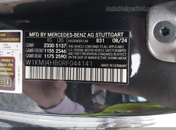 W1KMJ4HB0RF044141 2024 MERCEDES-BENZ CLE 300 Black Շարժիչի բաժամունքի տեսք