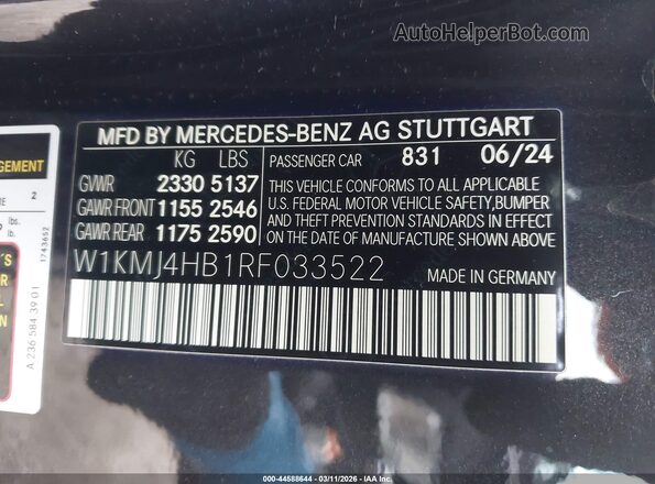 W1KMJ4HB1RF033522 2024 MERCEDES-BENZ CLE 300 Black Engine compartment view