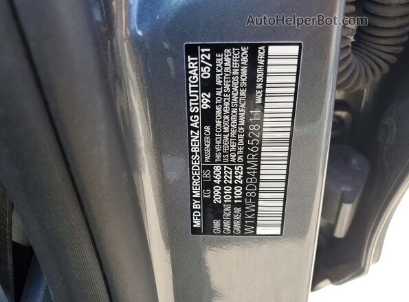 W1KWF8DB4MR652811 2021 MERCEDES-BENZ C Gray VIN კოდის სტიკერის ხედი
