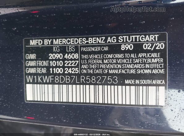 W1KWF8DB7LR582753 2020 MERCEDES-BENZ C-CLASS Blue Engine compartment view