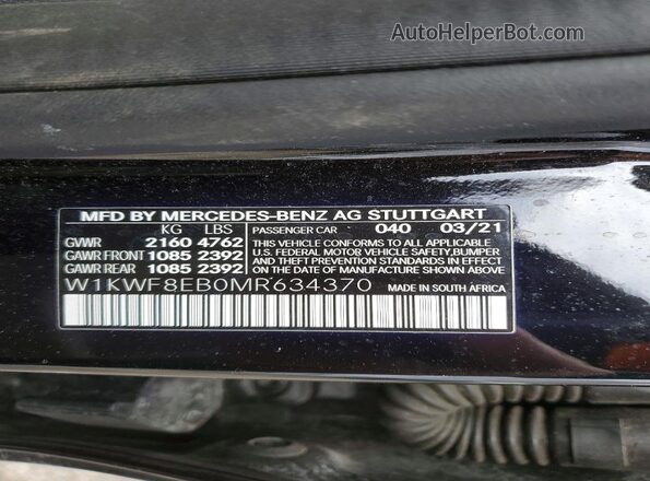 W1KWF8EB0MR634370 2021 MERCEDES-BENZ C Black ძრავის განყოფილების ხედი