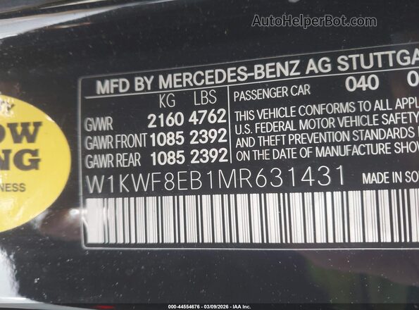 W1KWF8EB1MR631431 2021 MERCEDES-BENZ C-CLASS Black Vista del compartimento del motor