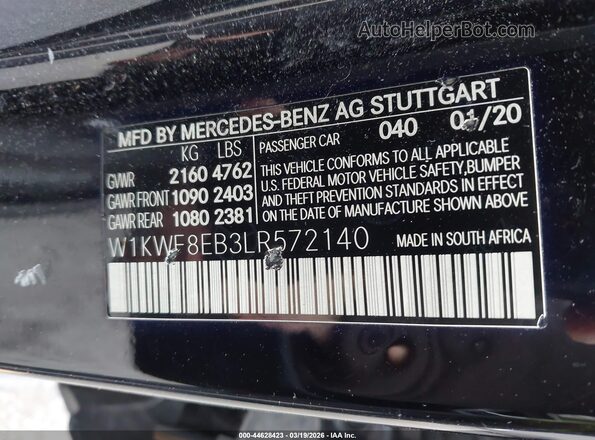 W1KWF8EB3LR572140 2020 MERCEDES-BENZ C-CLASS Black Vista del compartimento del motor