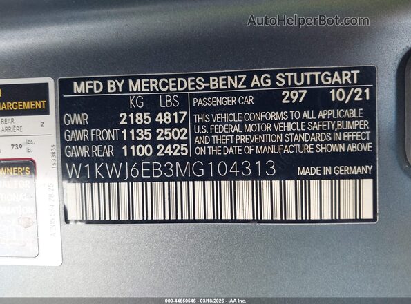 W1KWJ6EB3MG104313 2021 MERCEDES-BENZ AMG C 43 Gray ძრავის განყოფილების ხედი
