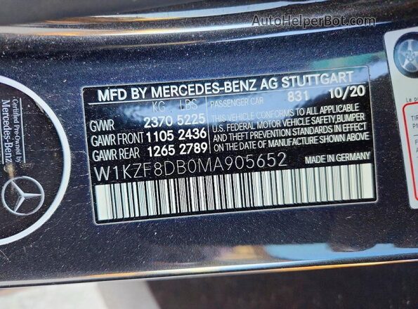 W1KZF8DB0MA905652 2021 MERCEDES-BENZ E Black ძრავის განყოფილების ხედი