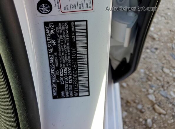 W1KZF8DB0NB011016 2022 MERCEDES-BENZ E White VIN კოდის სტიკერის ხედი