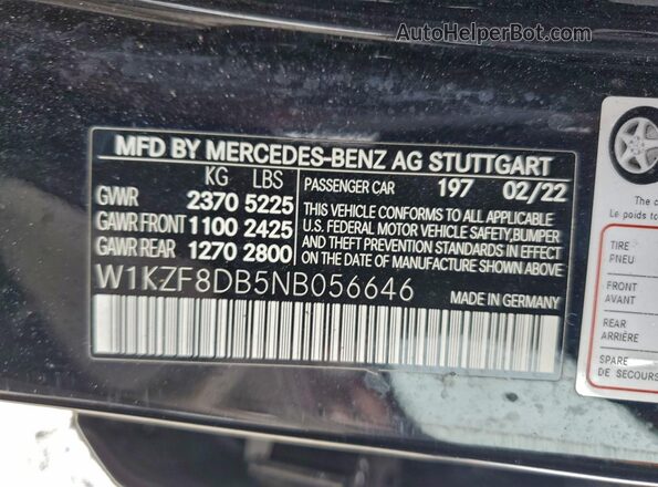 W1KZF8DB5NB056646 2022 MERCEDES-BENZ E Black Vista del compartimento del motor