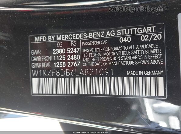 W1KZF8DB6LA821091 2020 MERCEDES-BENZ E-CLASS Black Widok komory silnika
