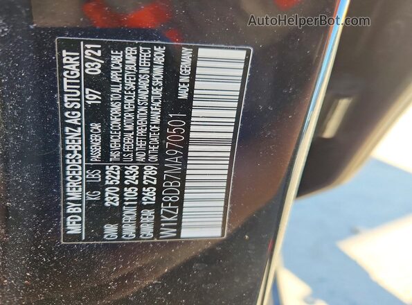 W1KZF8DB7MA970501 2021 MERCEDES-BENZ E Черный 