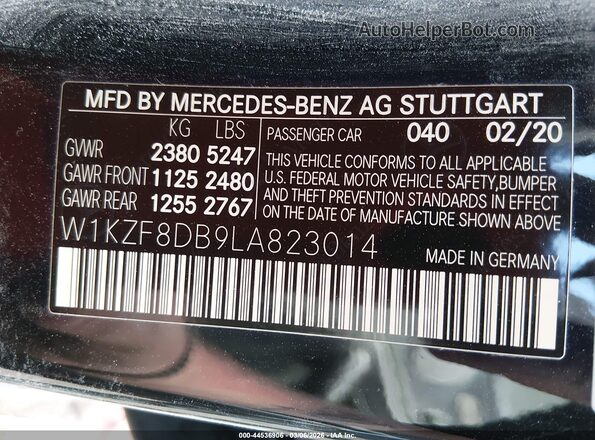 W1KZF8DB9LA823014 2020 MERCEDES-BENZ E-CLASS Black ძრავის განყოფილების ხედი