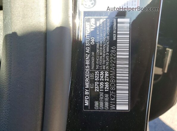 W1KZF8DB9MA922286 2021 MERCEDES-BENZ E Black Widok naklejki z numerem VIN