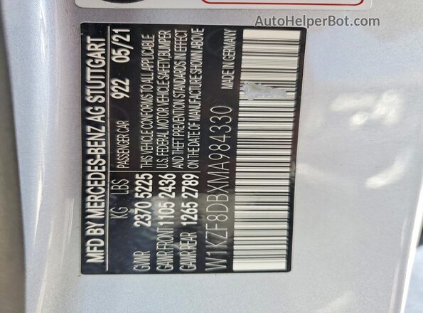 W1KZF8DBXMA984330 2021 MERCEDES-BENZ E Silver ძრავის განყოფილების ხედი
