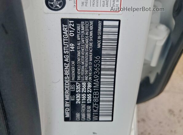 W1KZF8EB1MA936536 2021 MERCEDES-BENZ E White 