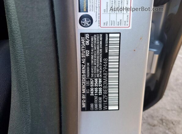 W1KZF8EB3MA879448 2021 MERCEDES-BENZ E Silver Widok naklejki z numerem VIN