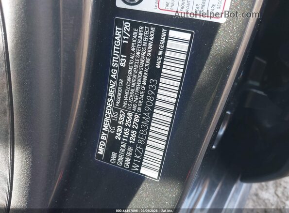W1KZF8EB3MA908933 2021 MERCEDES-BENZ E-CLASS Черный Вид подкапотного пространства