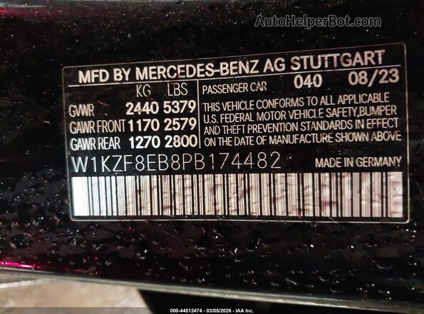 W1KZF8EB8PB174482 2023 MERCEDES-BENZ E-CLASS Black Շարժիչի բաժամունքի տեսք