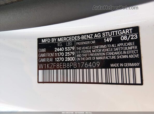 W1KZF8EB8PB176409 2023 MERCEDES-BENZ E-CLASS White Vista del compartimento del motor