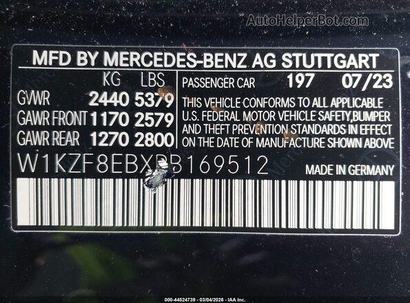W1KZF8EBXPB169512 2023 MERCEDES-BENZ E-CLASS Черный Вид подкапотного пространства