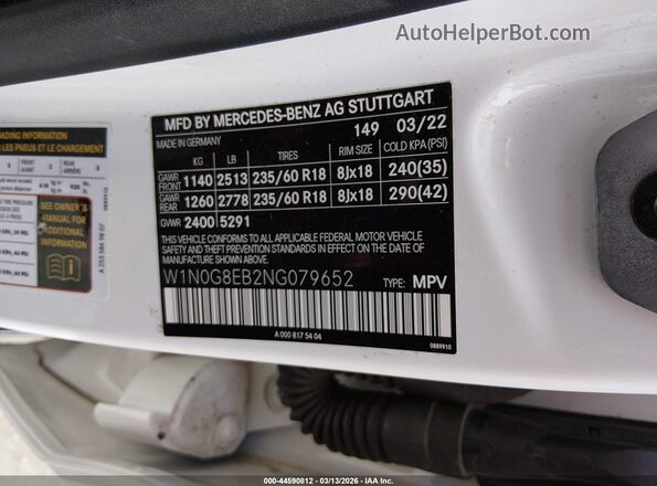 W1N0G8EB2NG079652 2022 MERCEDES-BENZ GLC 300 Белый Вид подкапотного пространства