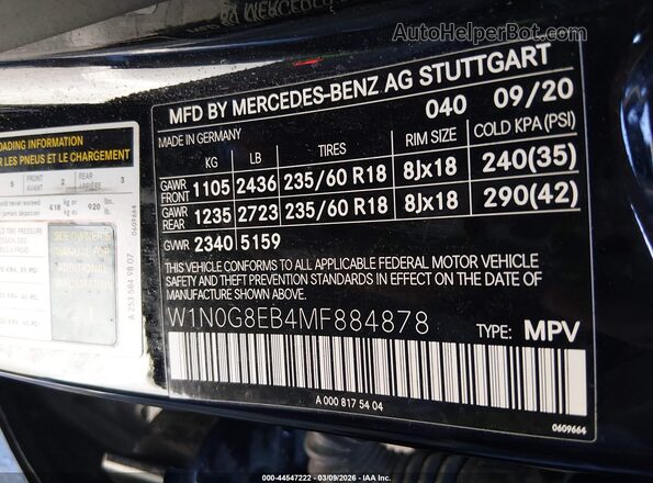 W1N0G8EB4MF884878 2021 MERCEDES-BENZ GLC 300 Black Շարժիչի բաժամունքի տեսք