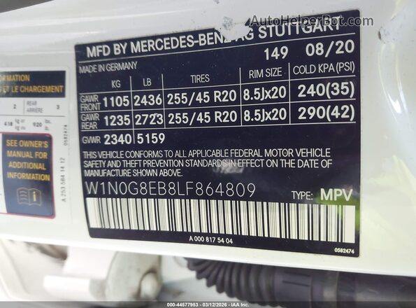 W1N0G8EB8LF864809 2020 MERCEDES-BENZ GLC 300 White Engine compartment view