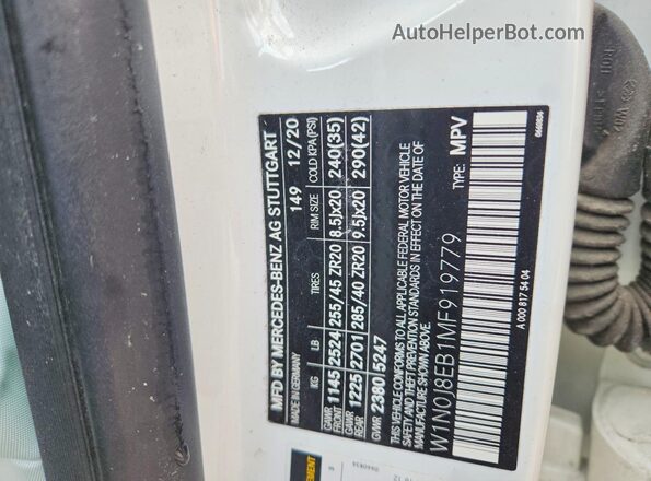 W1N0J8EB1MF919779 2021 MERCEDES-BENZ GLC-CLASS White Vista de la etiqueta del VIN