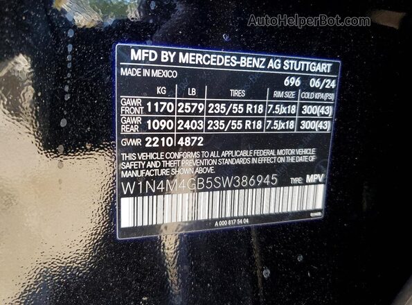 W1N4M4GB5SW386945 2025 MERCEDES-BENZ GLB-CLASS Black VIN sticker view