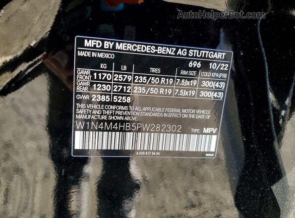 W1N4M4HB5PW282302 2023 MERCEDES-BENZ GLB-CLASS Black VIN კოდის სტიკერის ხედი