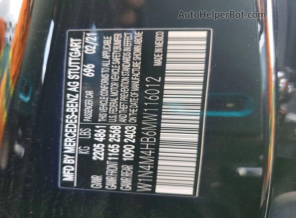 W1N4M4HB6MW116012 2021 MERCEDES-BENZ GLB-CLASS Black Вид наклейки з VIN-кодом