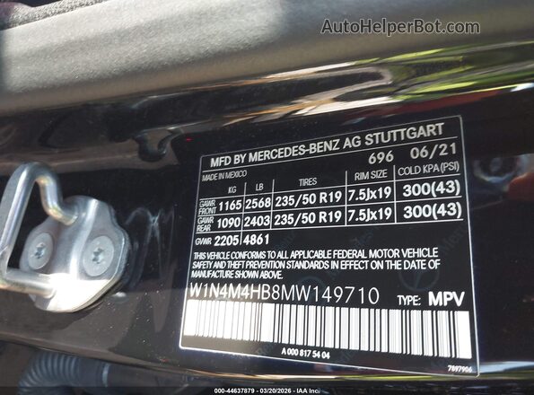 W1N4M4HB8MW149710 2021 MERCEDES-BENZ GLB-CLASS Black Vista del compartimento del motor