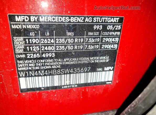 W1N4M4HB8SW435697 2025 MERCEDES-BENZ GLB-CLASS Red 360 interior view