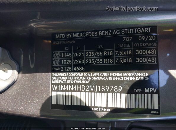 W1N4N4HB2MJ189789 2021 MERCEDES-BENZ GLA 250 Gray Շարժիչի բաժամունքի տեսք