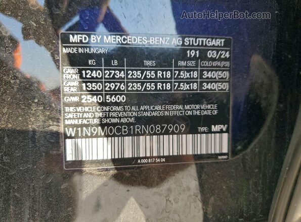 W1N9M0CB1RN087909 2024 MERCEDES-BENZ EQB Black Widok wnętrza 360 stopni