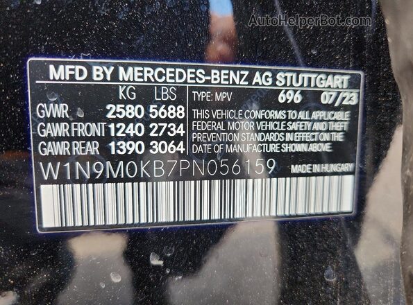 W1N9M0KB7PN056159 2023 MERCEDES-BENZ EQB Black Widok naklejki z numerem VIN