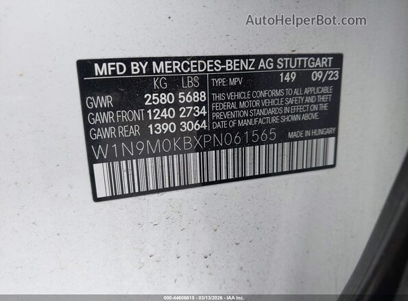 W1N9M0KBXPN061565 2023 MERCEDES-BENZ EQB 300 SUV White Вид підкапотного простору