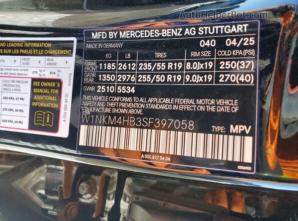 W1NKM4HB3SF397058 2025 MERCEDES-BENZ GLC-CLASS Black VIN კოდის სტიკერის ხედი