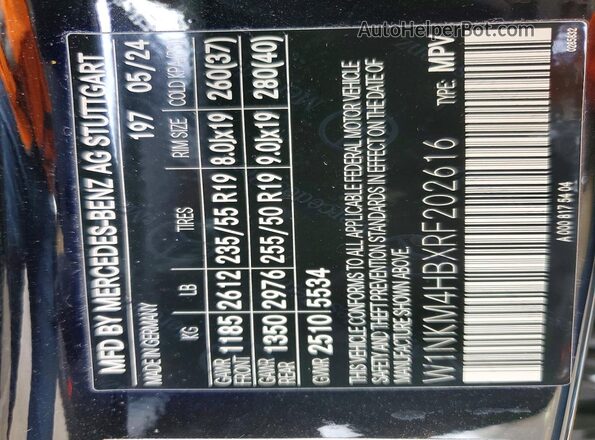 W1NKM4HBXRF202616 2024 MERCEDES-BENZ GLC-CLASS Black Vista de la etiqueta del VIN