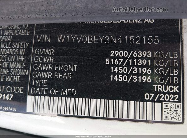 W1YV0BEY3N4152155 2022 MERCEDES-BENZ METRIS White Widok komory silnika