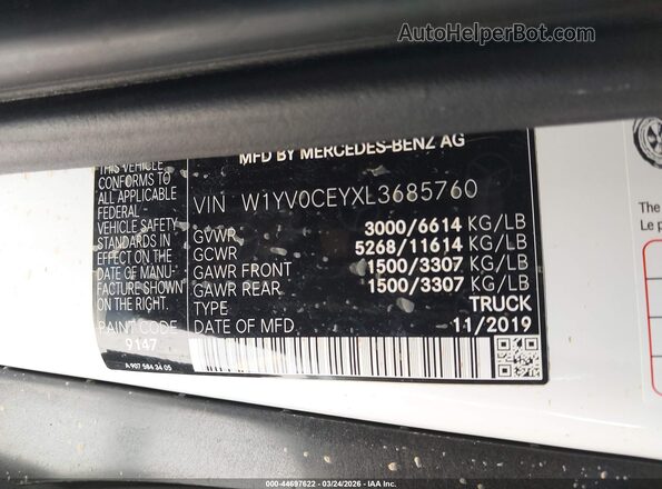 W1YV0CEYXL3685760 2020 MERCEDES-BENZ METRIS White Widok komory silnika