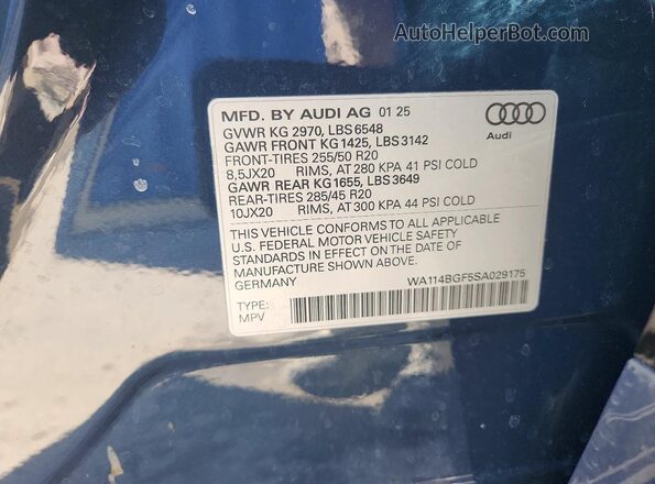 WA114BGF5SA029175 2025 AUDI OTHER Blue Widok wnętrza 360 stopni