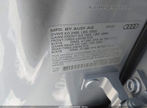 WA12AAGU5S2093930 2025 AUDI ALL Silver Engine compartment view